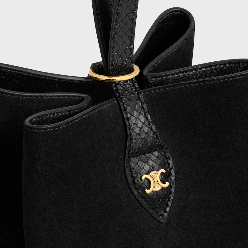 SMALL AMBER SUEDE ET VEAU EFFET PYTHON - Noir - Soirée - 1 | CELINE