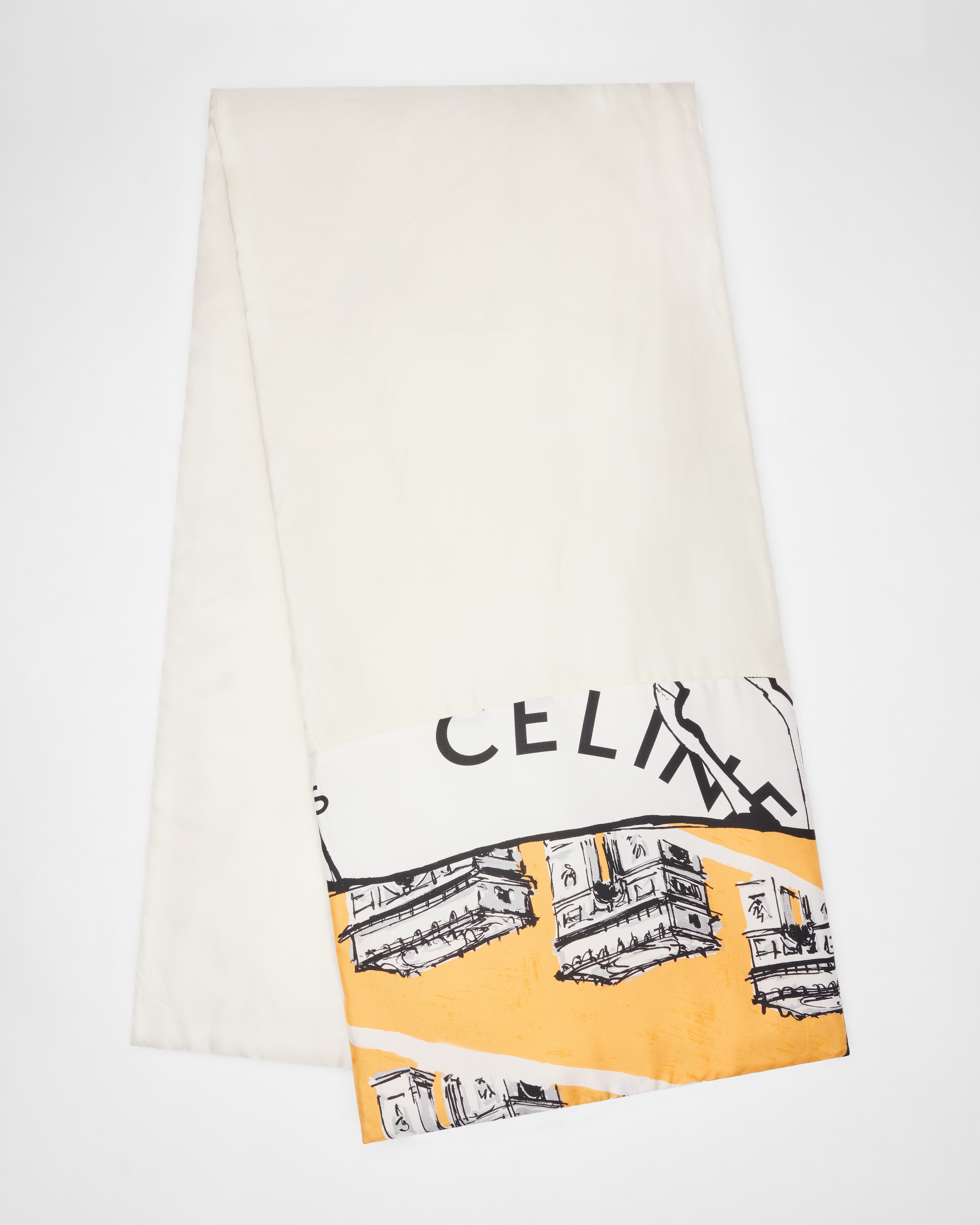 ARCDETRIOMPHE FLAT SILK STOLE - OFFWHITE/IVORY/ORANGE | CELINE
