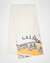 ARCDETRIOMPHE FLAT SILK STOLE - OFFWHITE/IVORY/ORANGE -  - 1 | CELINE