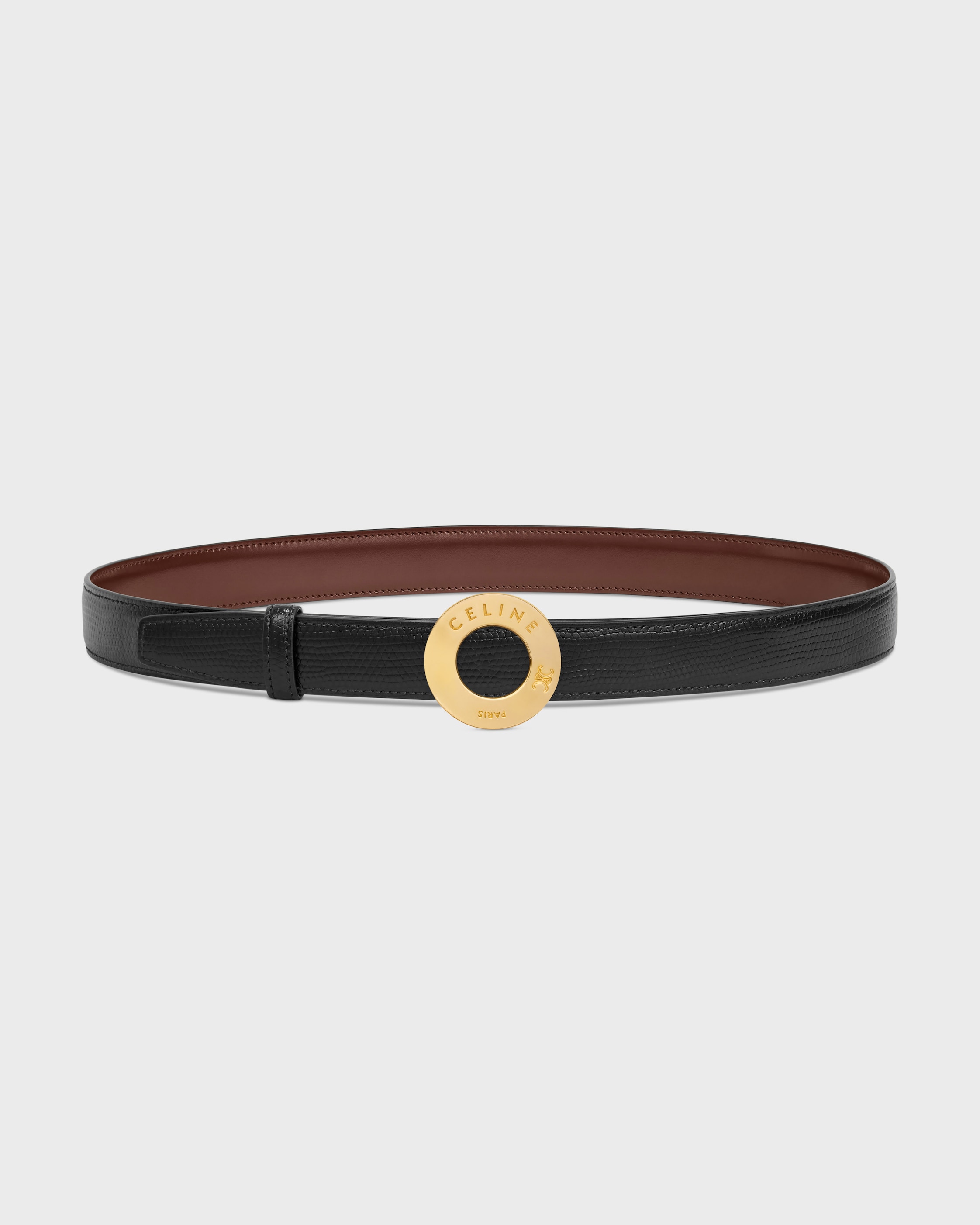CELINE DISC BUCKLE & REVERSIBLE STRAP 25MM - BLACK / CHESTNUT | CELINE