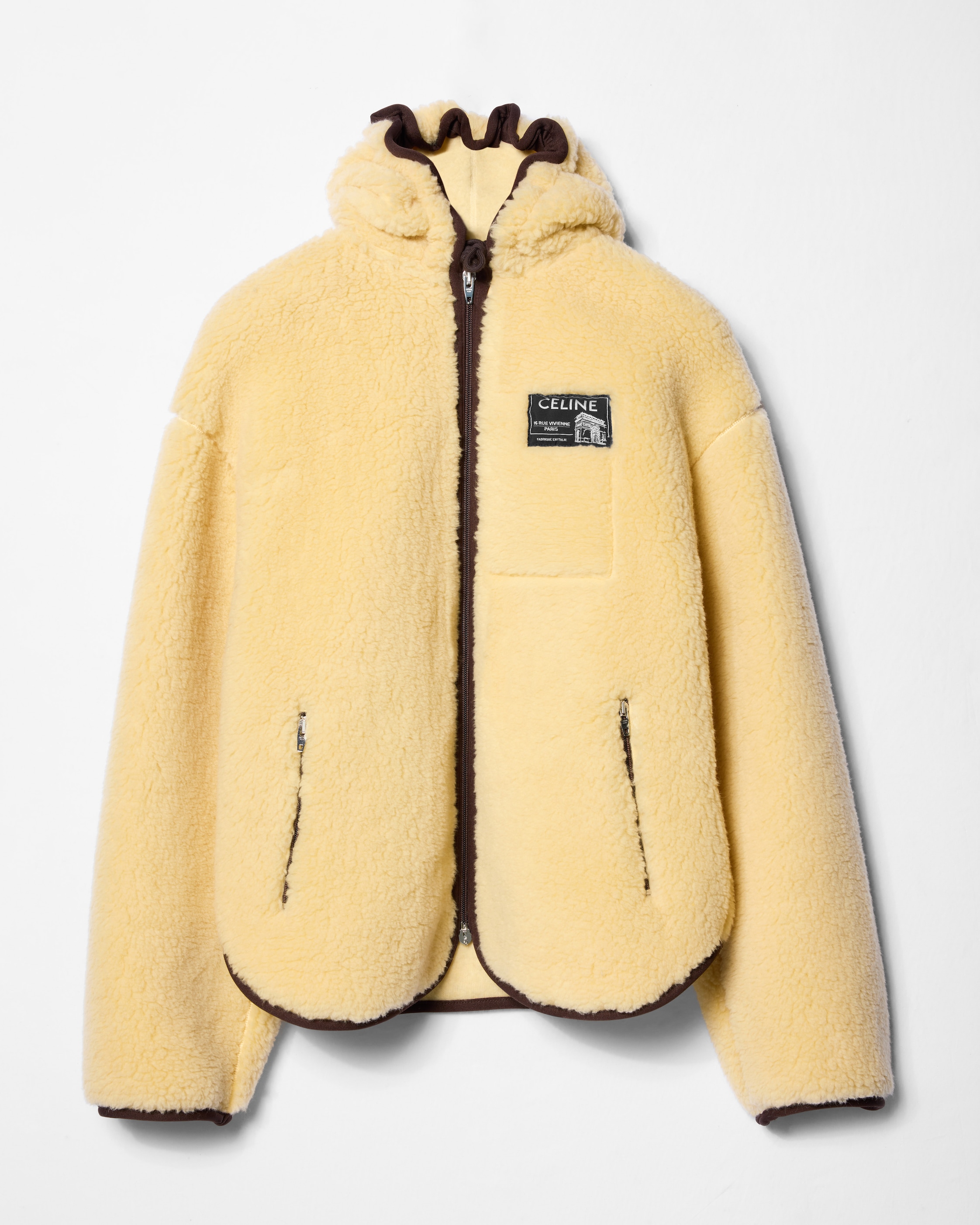 hooded jacket IN wool polar fleece - HONEY/BROWN | CELINE