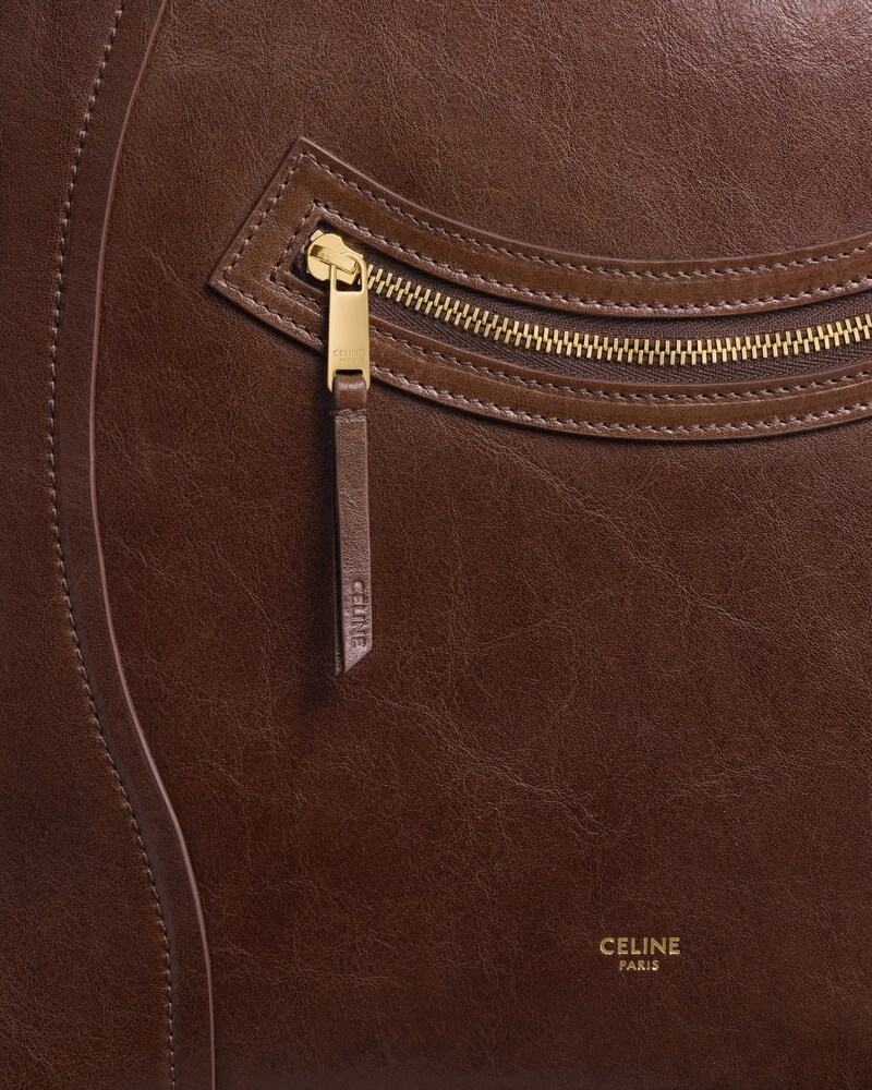 VERTICAL CABAS SMILE LUGGAGE IN SHINY CALFSKIN - CHESTNUT - TOTE BAGS - 1 | CELINE
