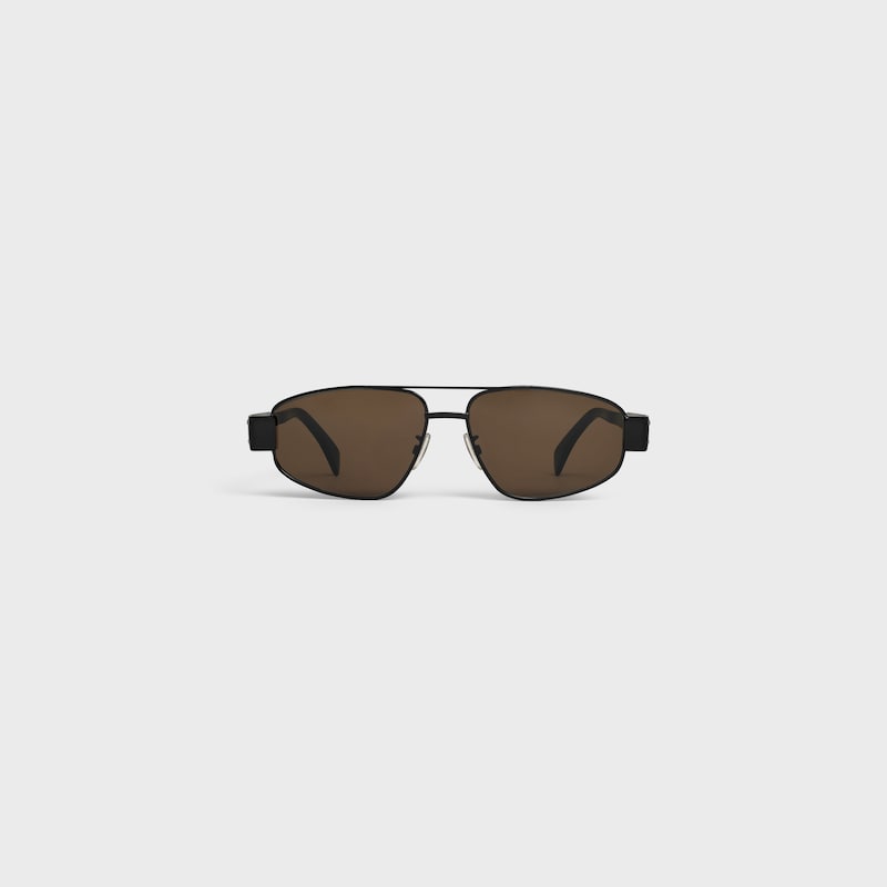 Triomphe Metal 03 Sunglasses in Metal - BLACK / BROWN -  - 1 | CELINE