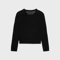 CHAQUETA CÁRDIGAN DE GANCHILLO DE ALGODÓN - NEGRO -  - 2 | CELINE