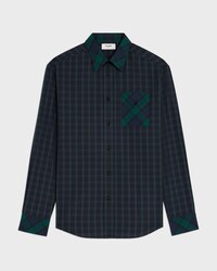 camisa de tartán de algodón - AZUL MARINO/VERDE -  - 1 | CELINE