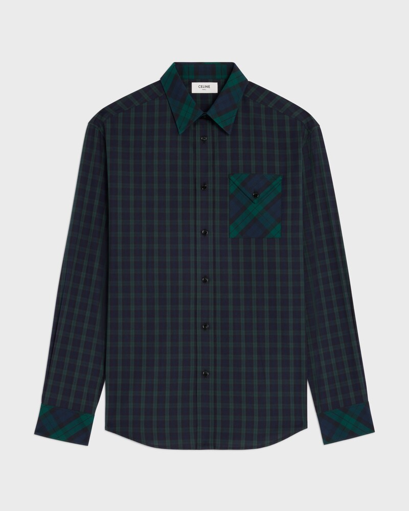 shirt IN TARTAN COTTON - NAVY/GREEN -  - 1 | CELINE