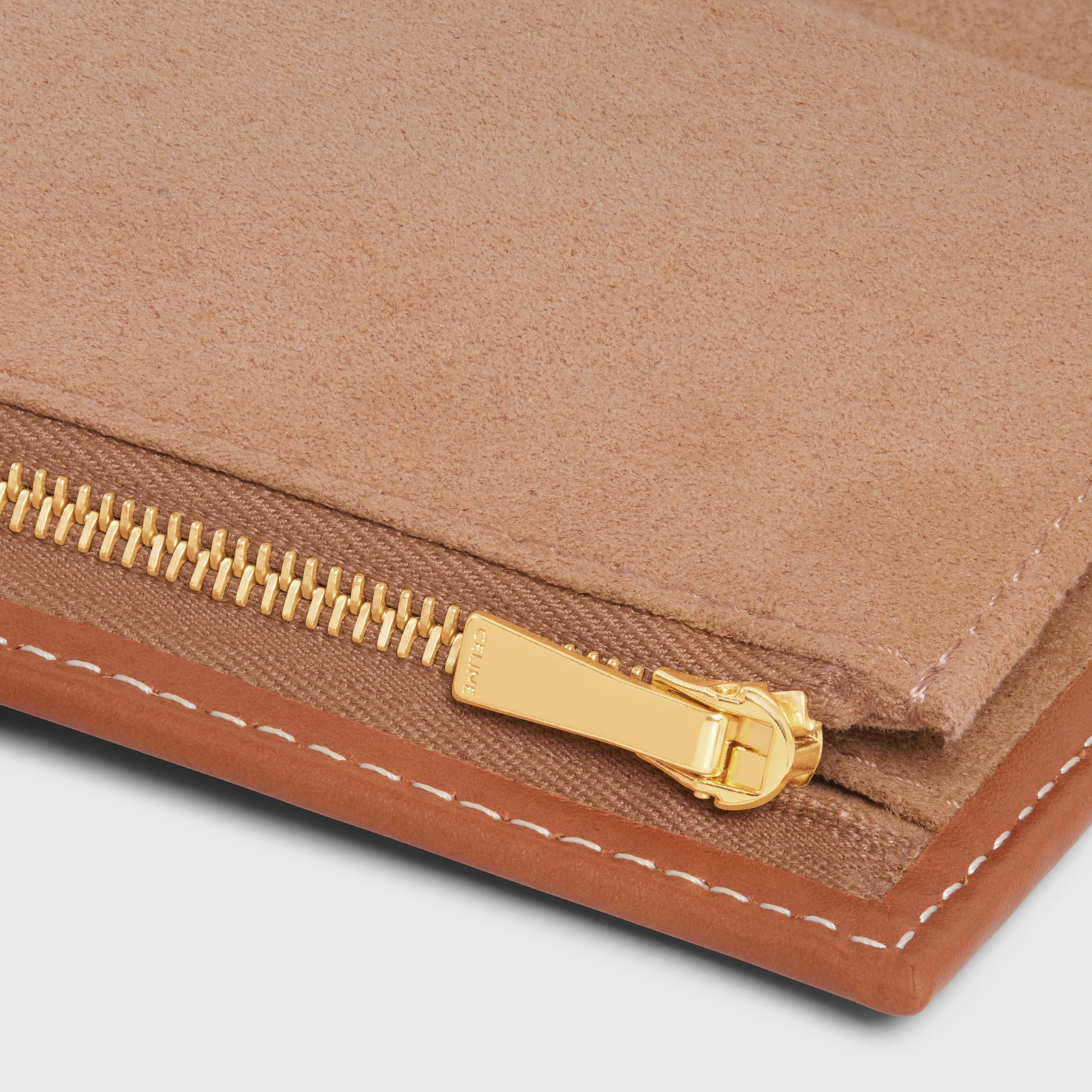 JEWELRY POUCH IN TRIOMPHE CANVAS AND CALFSKIN - TAN | CELINE