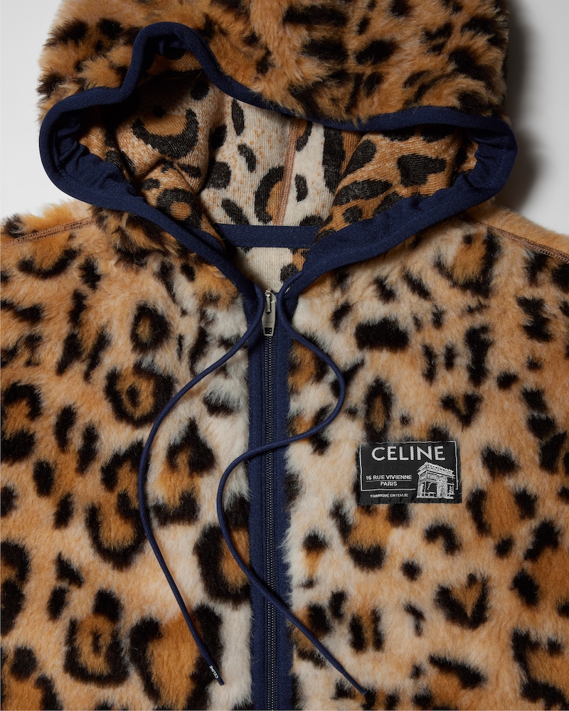 hooded jacket IN alpaca wool polar fleece - FAUVE / NAVY -  - 1 | CELINE