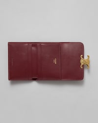 COMPACT WALLET WITH COIN TRIOMPHE IN GLOSSY LAMBSKIN - SYRAH - GIFTS FOR HER - 2 | CELINE