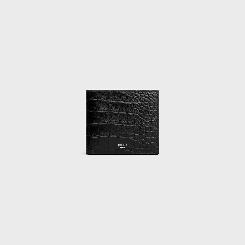 Cartera con dos pliegues de piel de becerro repujada de piel de cocodrilo - NEGRO - GIFT FINDER - 1 | CELINE
