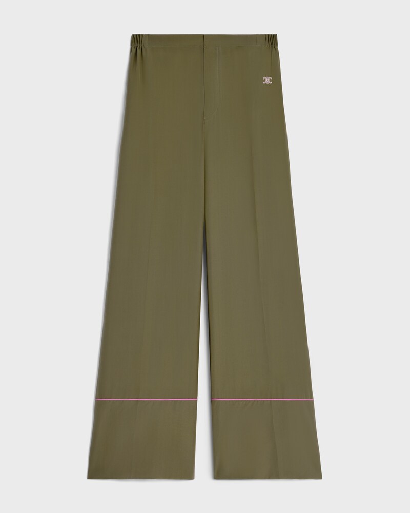 pyjama trousers IN silk satin - KAKI MILITAIRE -  - 1 | CELINE
