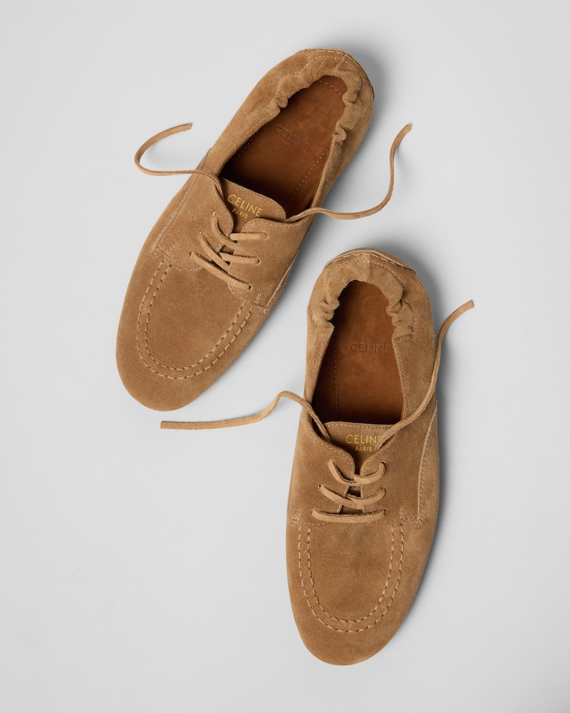 ADAM LACE-UP LOAFER IN SUEDE CALFSKIN - COGNAC -  - 1 | CELINE