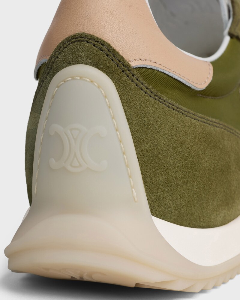 SNEAKER RACER EN NYLON, CUIR DE VEAU VELOURS ET CUIR DE VEAU - OLIVE -  - 1 | CELINE