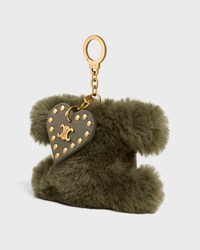 TRIOMPHE pom-pom Charm IN Shearling and Calfskin - GOLDEN KHAKI - ACCESSORIES - 2 | CELINE