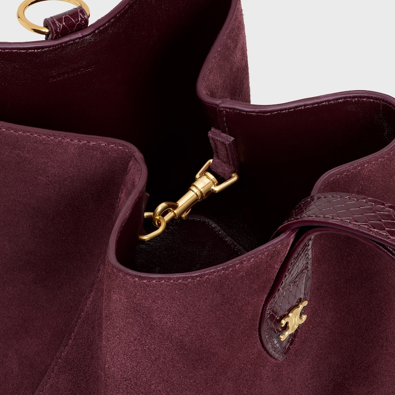 SMALL AMBER IN SUEDE AND PYTHON EFFECT CALFSKIN - BURGUNDY - TOP-HANDLE BAGS - 1 | CELINE