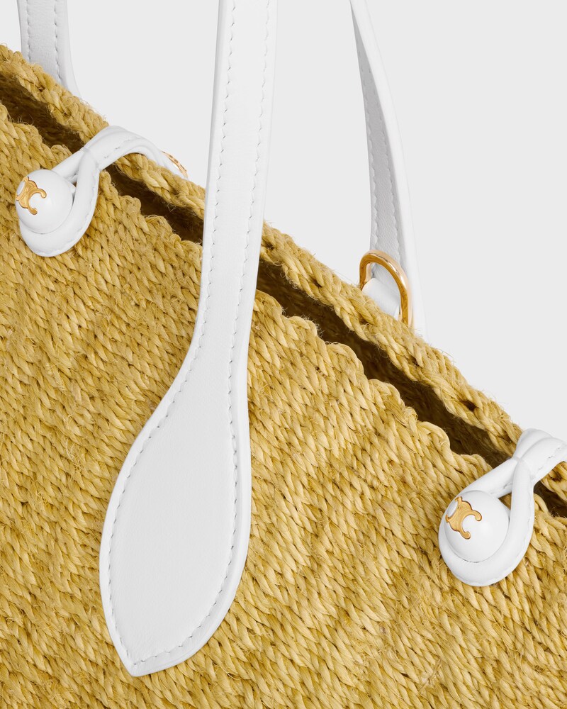 SMALL TRIOMPHE BEADS BASKET IN SISAL AND CALFSKIN - NATURAL / WHITE - PANIER - 1 | CELINE