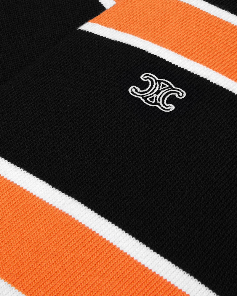polo shirt EM ALGODÃO LISTRADO JERSEY - PRETO/BRANCO/LARANJA - - 1 | CELINE