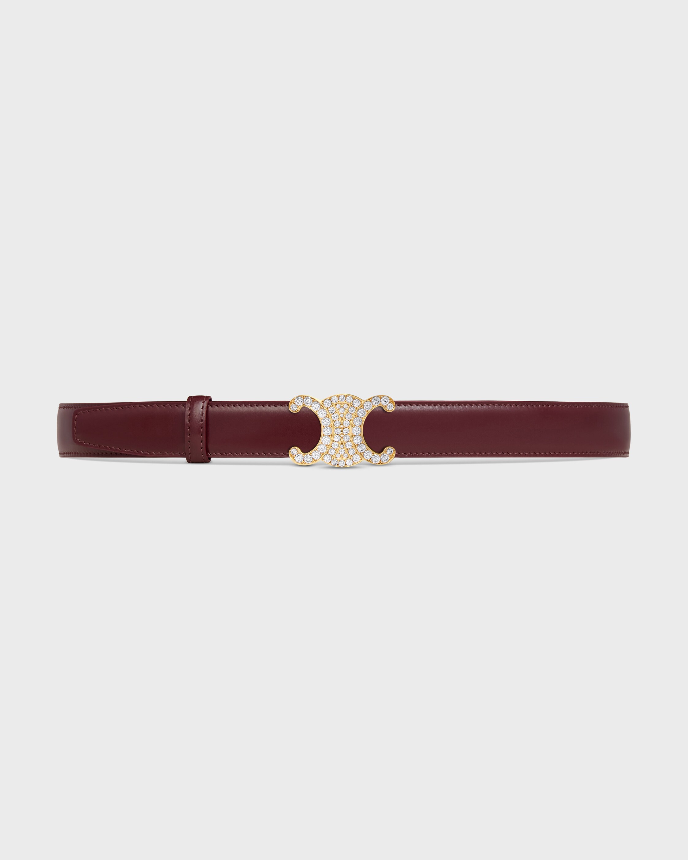 CELINE セリーヌ ベルト 本革 ワインレッド マカダム ロゴ Y2K TRIOMPHE BUCKLE & REVERSIBLE STRAP 25MM - SYRAH / ULTRA RED | CELINE