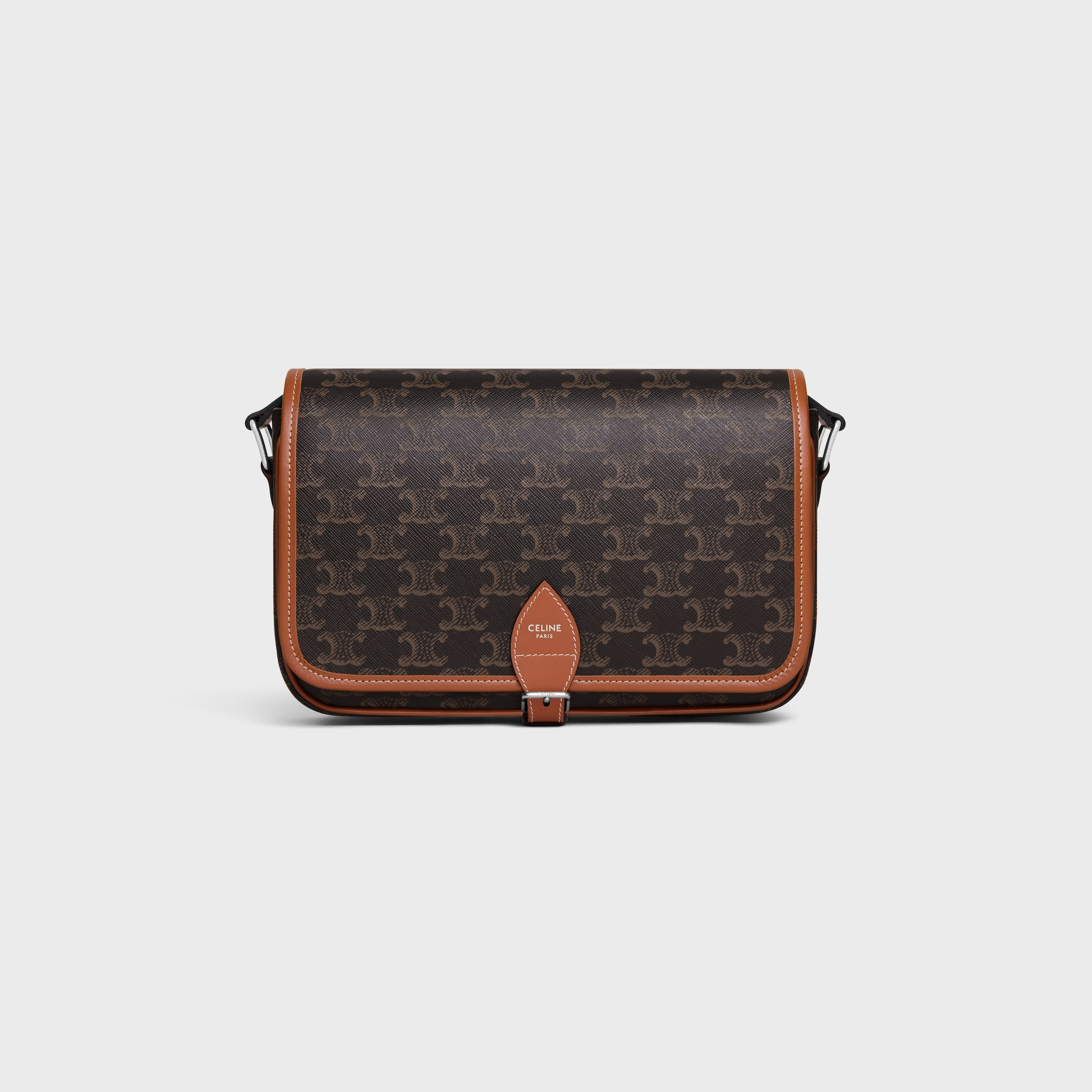 SMALL FOLCO MESSENGER IN Triomphe Canvas and calfskin - TAN | CELINE