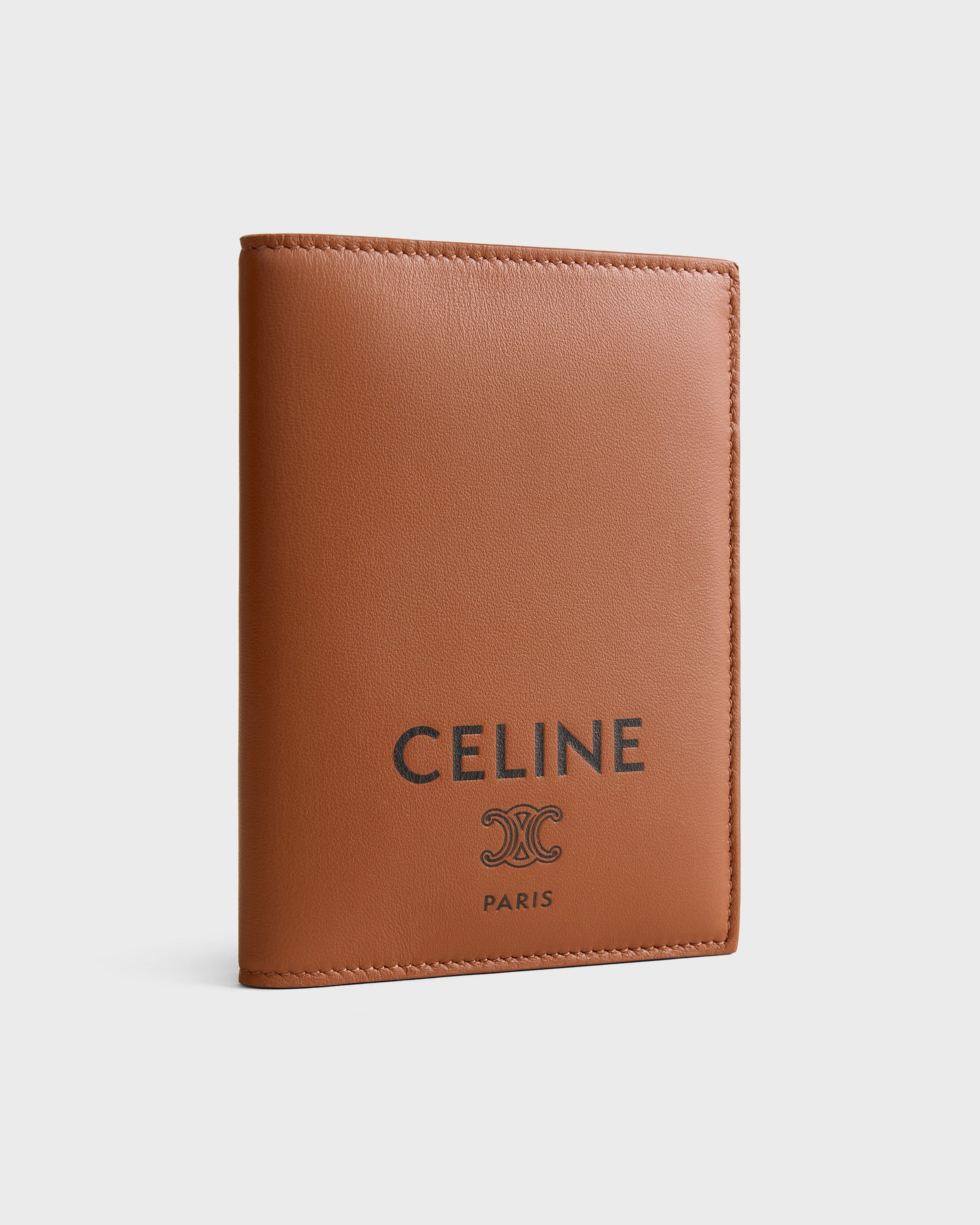 PASSPORT COVER TAKEAWAY IN SMOOTH LAMBSKIN - TAN / BLACK | CELINE