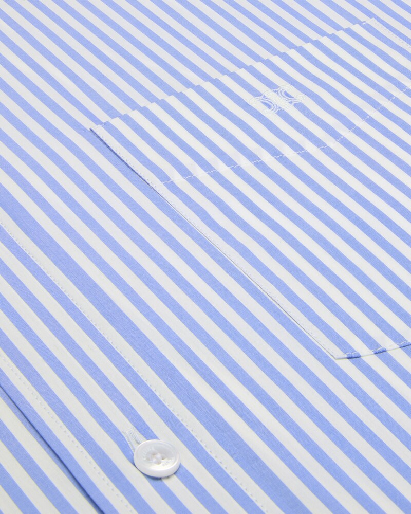 cropped shirt IN striped cotton poplin - CRAIE/BLEU CIEL -  - 1 | CELINE