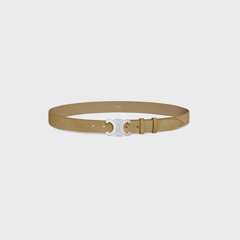 Triomphe Belt 30MM IN Suede Calfskin - STONE BEIGE -  - 1 | CELINE
