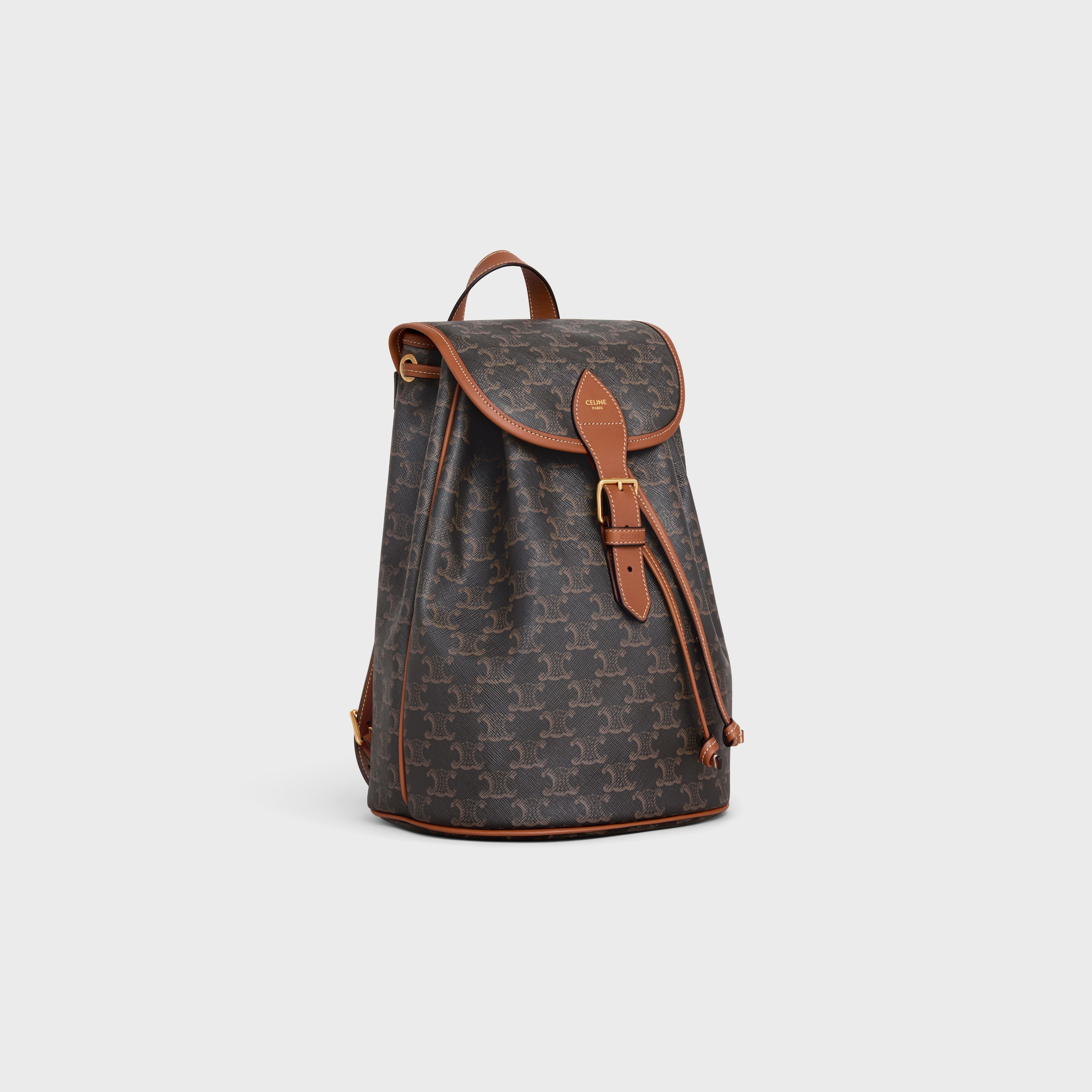 MEDIUM BACKPACK FOLCO in Triomphe Canvas and calfskin - TAN | CELINE