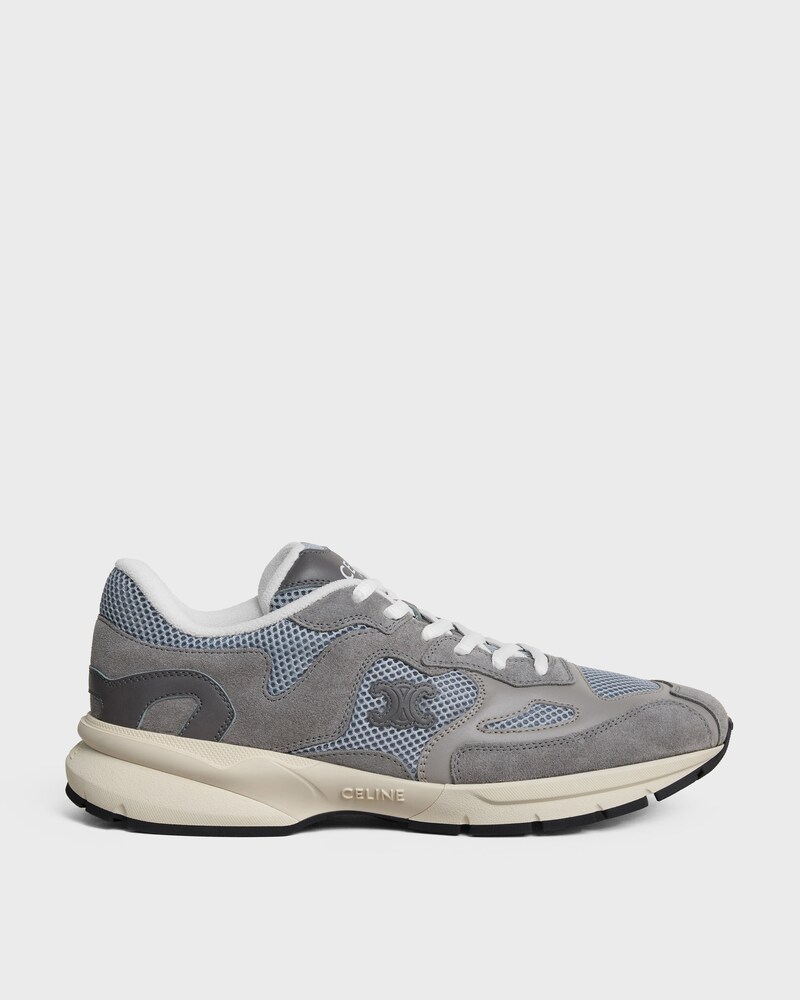 RUNNER SNEAKER IN CALFSKIN, SUEDE CALFSKIN AND MESH - GREY / ECRU -  - 1 | CELINE