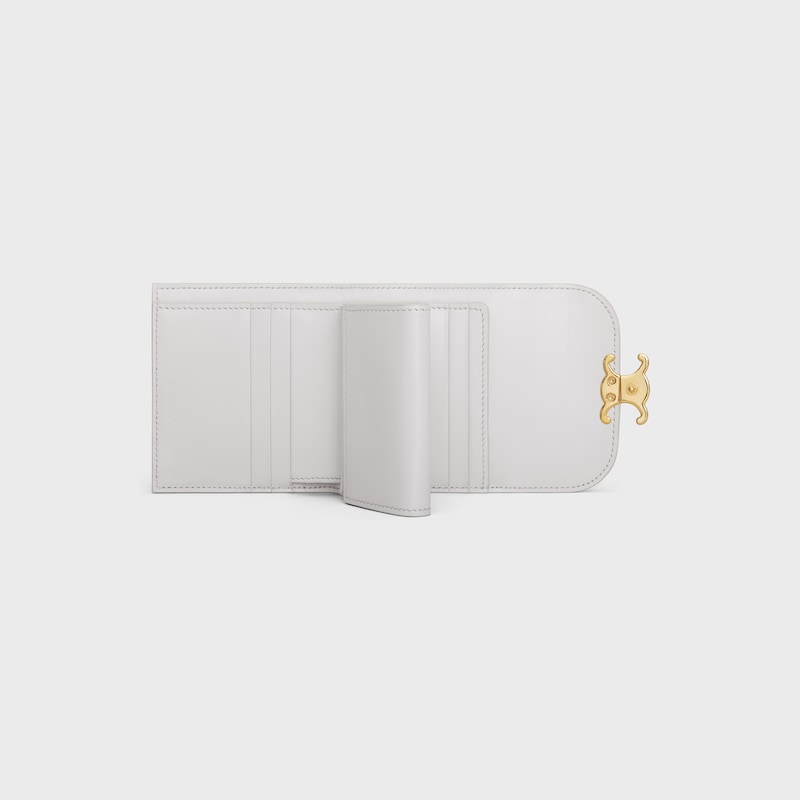 Small Flap Wallet TRIOMPHE in Shiny calfskin - Cloudy Grey - WALLETS - 1 | CELINE