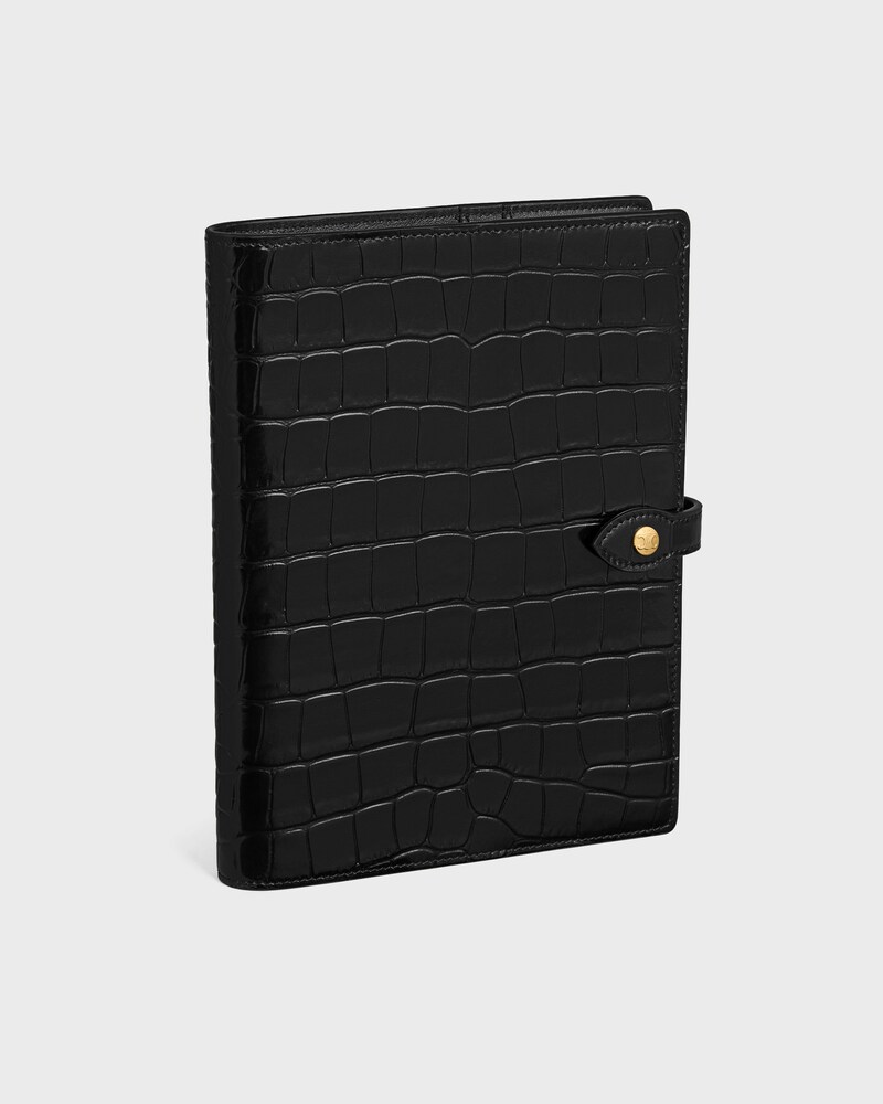 Capa de Caderno Grande em CROCODILE NILOTICUS - PRETO - PAPELARIA - 1 | CELINE