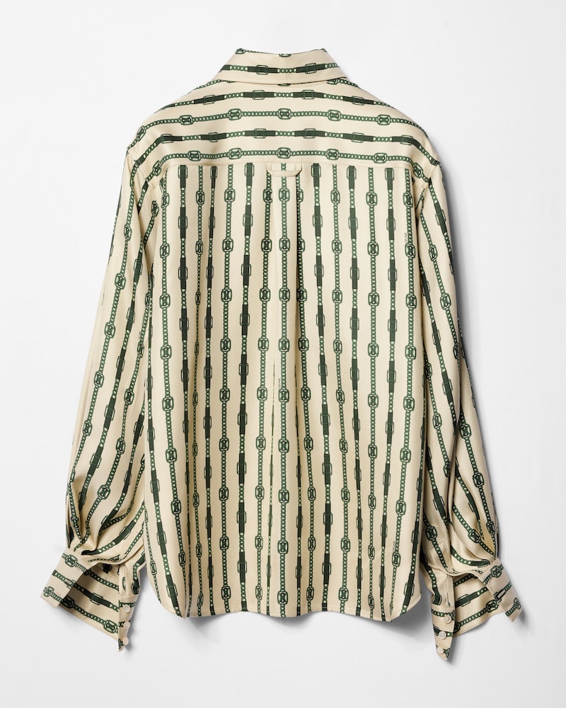 shirt IN printed silk twill - CREAM/DARK GREEN -  - 1 | CELINE