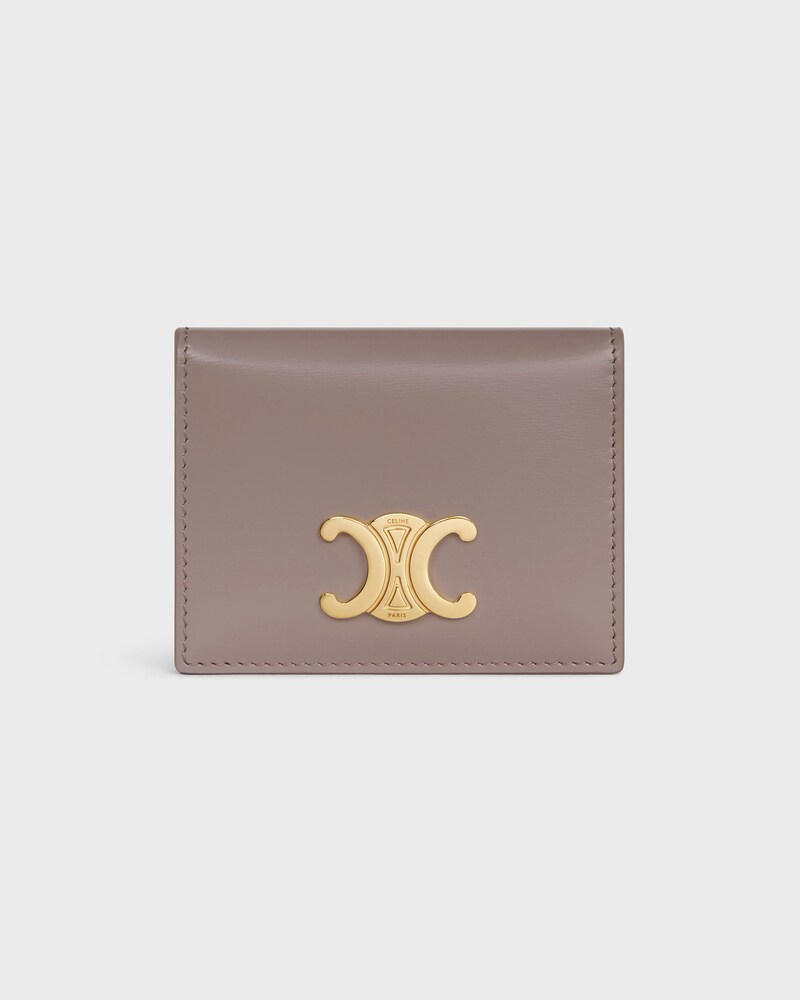 BI-FOLD CARD HOLDER TRIOMPHE IN Shiny calfskin - PEBBLE - NEW - 1 | CELINE