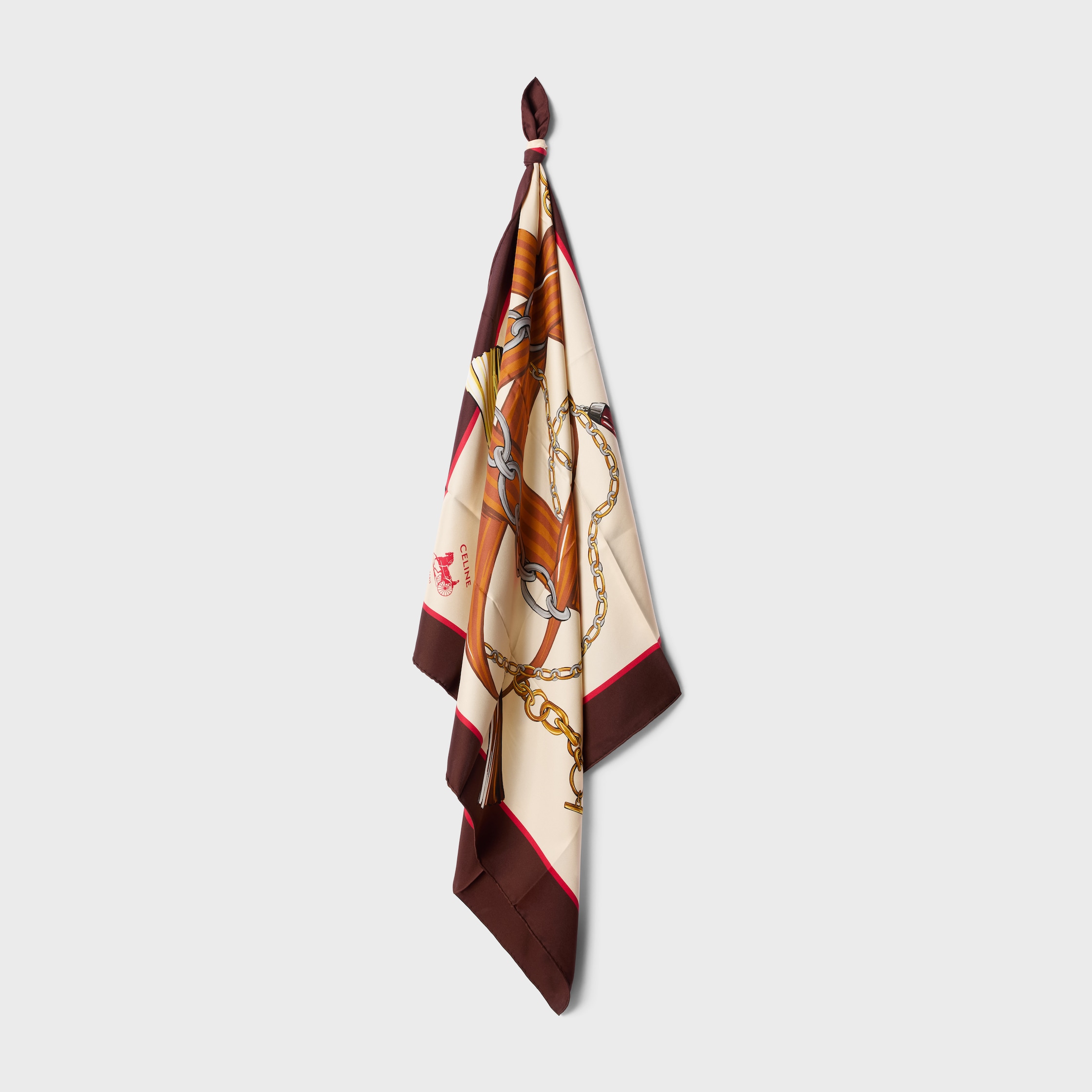 square IN silk twill - IVORY/TAN/BROWN | CELINE