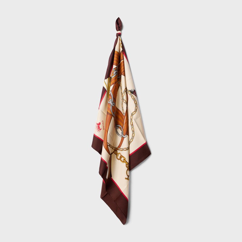 square IN silk twill - IVORY/TAN/BROWN -  - 1 | CELINE