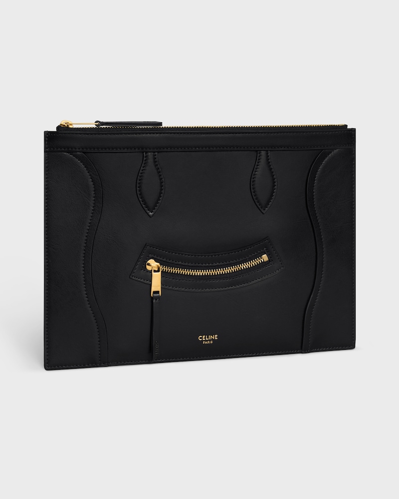 MEDIUM POUCH IN GLOSSY CALFSKIN - BLACK - NEW - 1 | CELINE