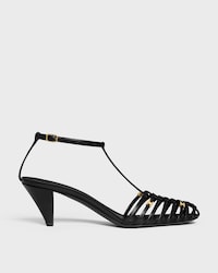CAGE HEELED SANDAL IN GOATSKIN - BLACK -  - 1 | CELINE
