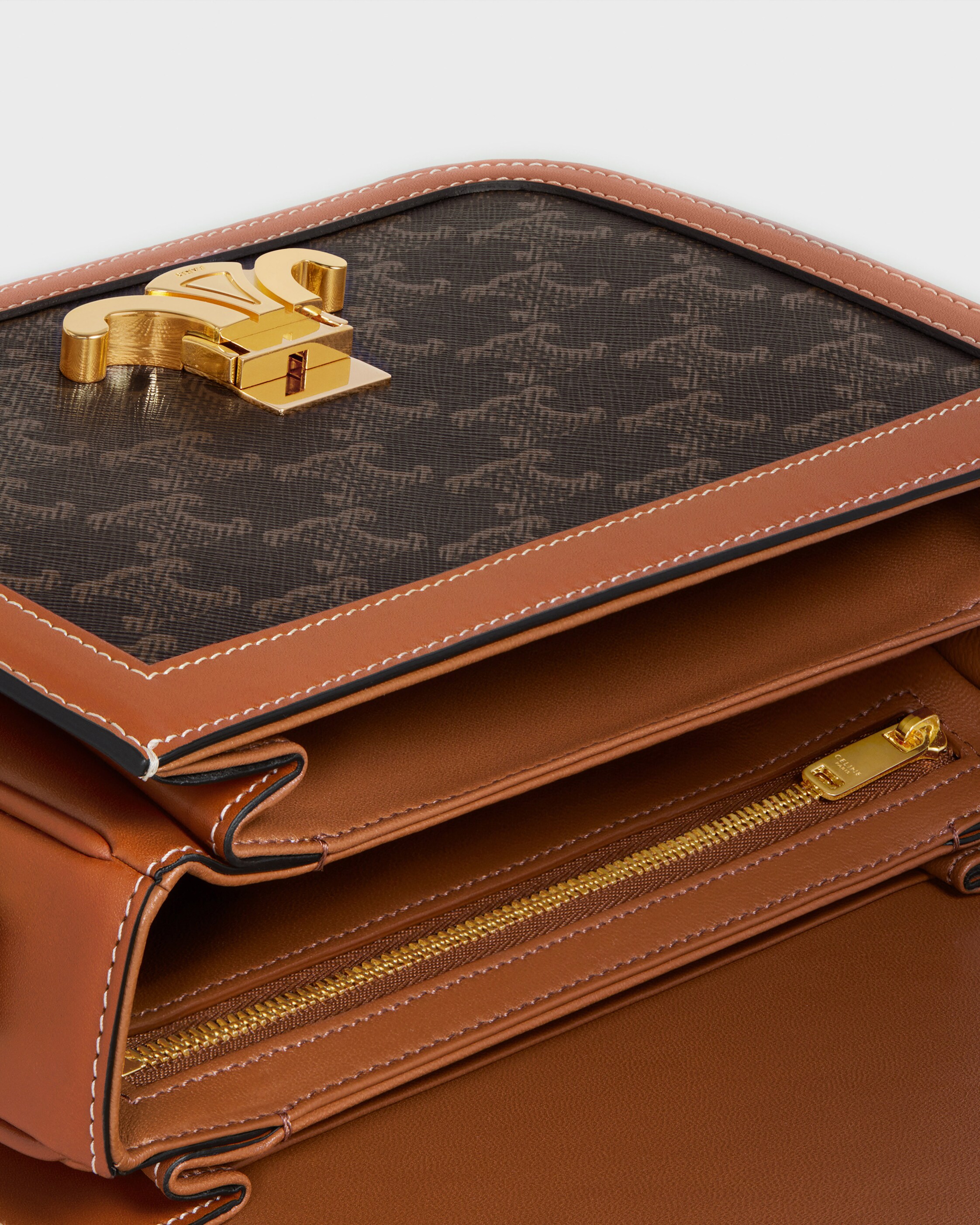 CLASSIQUE TRIOMPHE BAG IN Triomphe Canvas and Calfskin - TAN | CELINE
