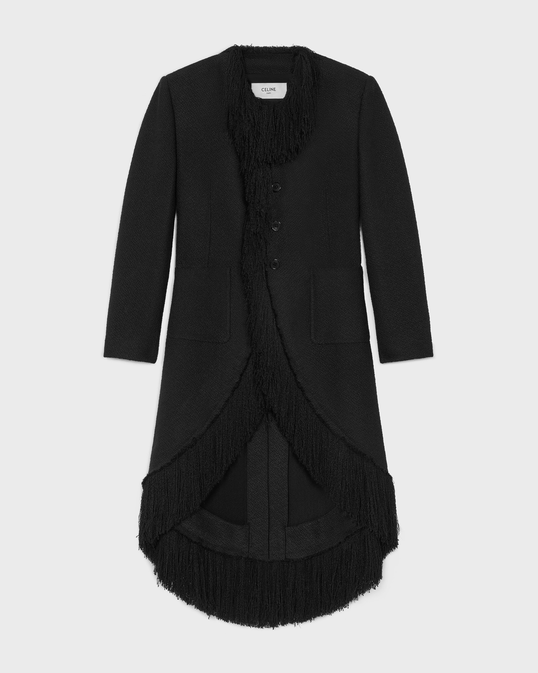 coat IN viscose and wool natté - BLACK | CELINE