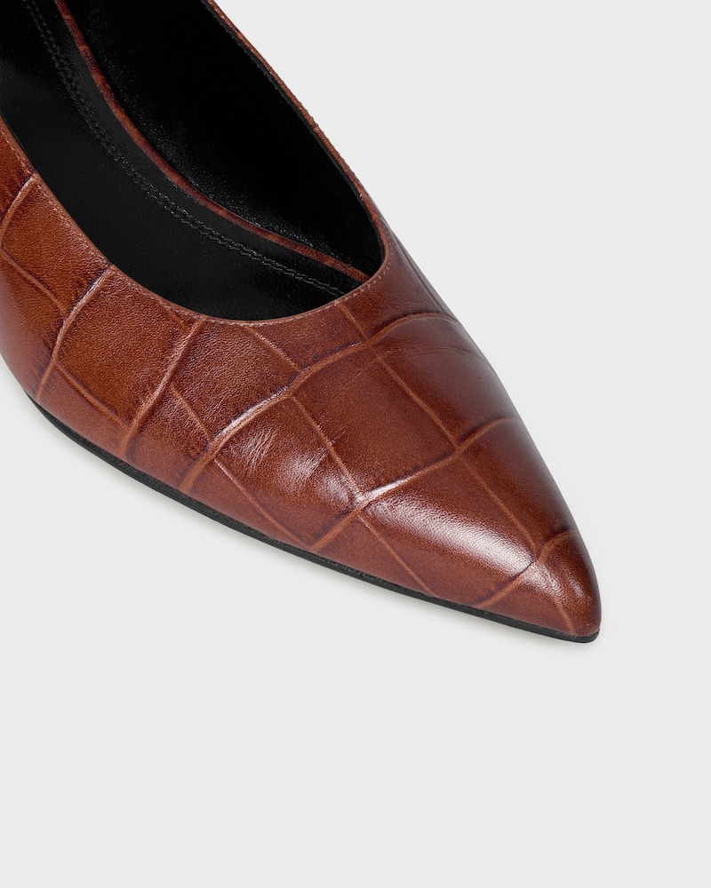 KITTEN PUMP IN CROCRODILE STAMPED CALFSKIN - BROWN -  - 1 | CELINE