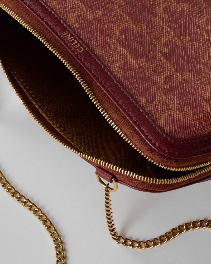 Clutch on Chain IN Triomphe Canvas - BURGUNDY/TAN - ALL BAGS - 1 | CELINE