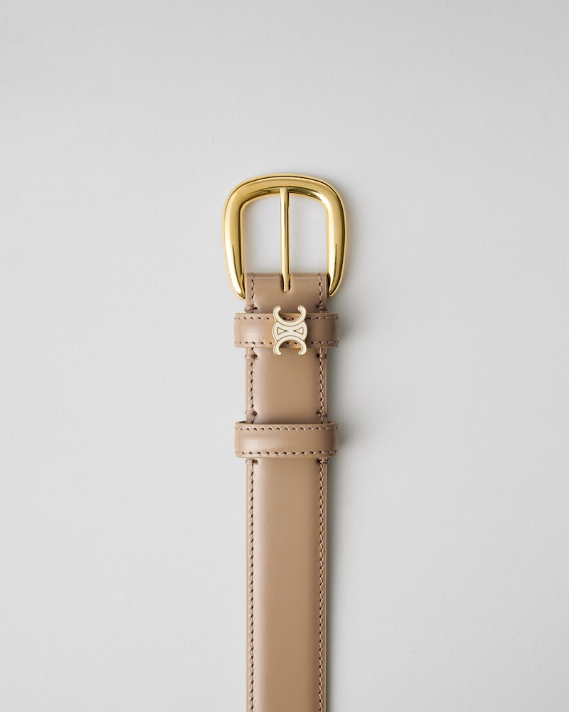 VIVIENNE BELT 25MM IN TAURILLON LEATHER WITH ENAMELLED TRIOMPHE - BROWN SEPIA / RICE -  - 1 | CELINE