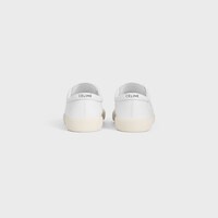 CELINE LOU LOW LACE-UP SNEAKER WITH TRIOMPHE IN LAMBSKIN - OPTIC WHITE/DARK GREY -  - 2 | CELINE