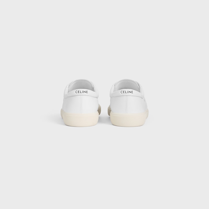 CELINE LOU LOW LACE-UP SNEAKER WITH TRIOMPHE IN LAMBSKIN - OPTIC WHITE/DARK GREY -  - 1 | CELINE