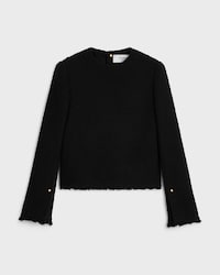 long-sleeved top IN wool natté - BLACK -  - 1 | CELINE