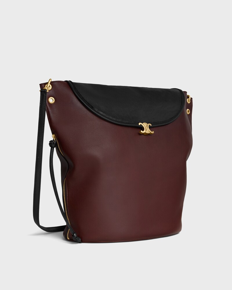 BUCKET SOFT TRIOMPHE IN SUPPLE SHINY LAMBSKIN - DARK BROWN / BLACK - BUCKET - 1 | CELINE