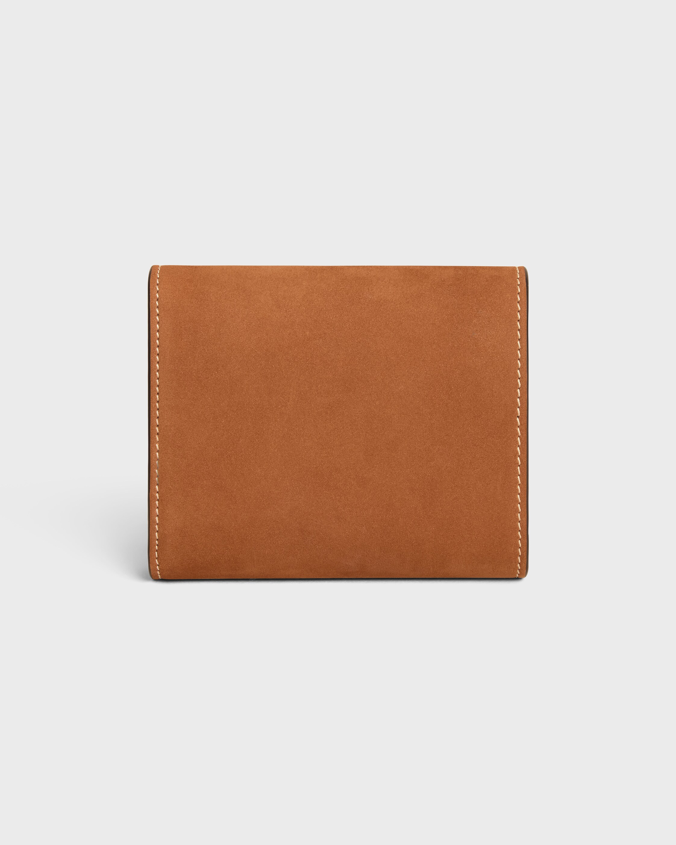 Small Flap Wallet TRIOMPHE IN NUBUCK CALFSKIN - CAMEL | CELINE
