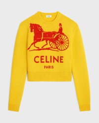 crewneck sweater IN cashmere - YELLOW / RED -  - 1 | CELINE