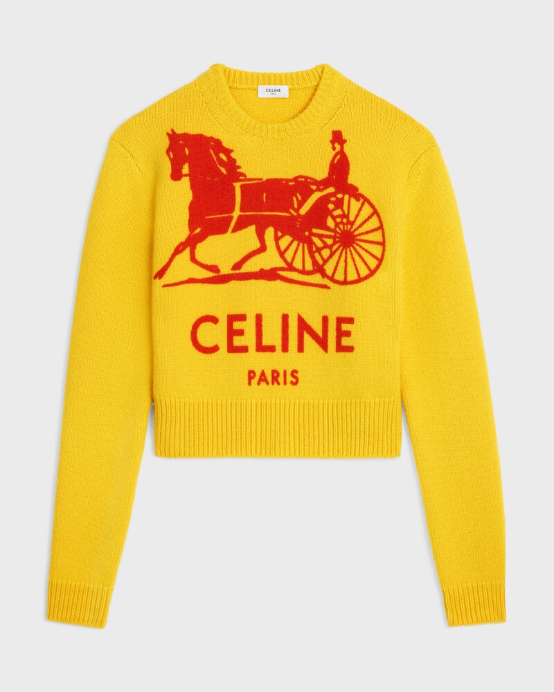 crewneck sweater IN cashmere - YELLOW / RED -  - 1 | CELINE