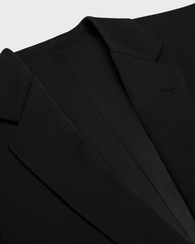 classic jacket in diagonal wool - BLACK -  - 1 | CELINE