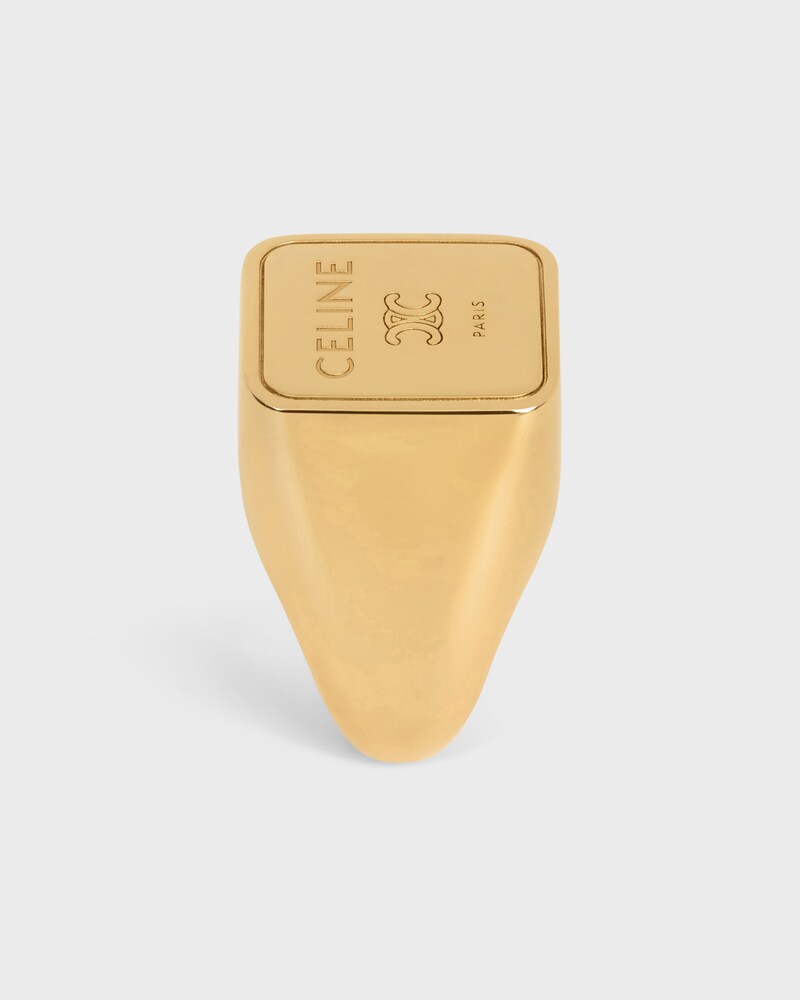 Triomphe Square Signet Ring in Brass with Gold Finish - GOLD -  - 1 | CELINE
